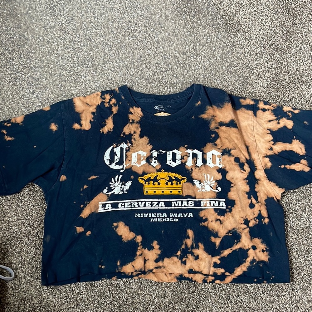 tye-die crop top corona t-shirt. size L